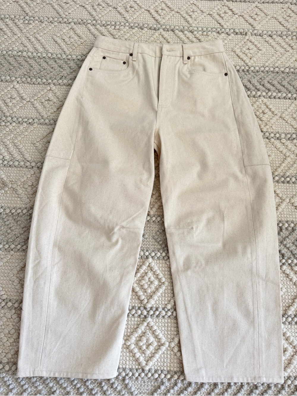 Rag & Bone High-Waist Cream Barrel -Ankle Leg Jeans